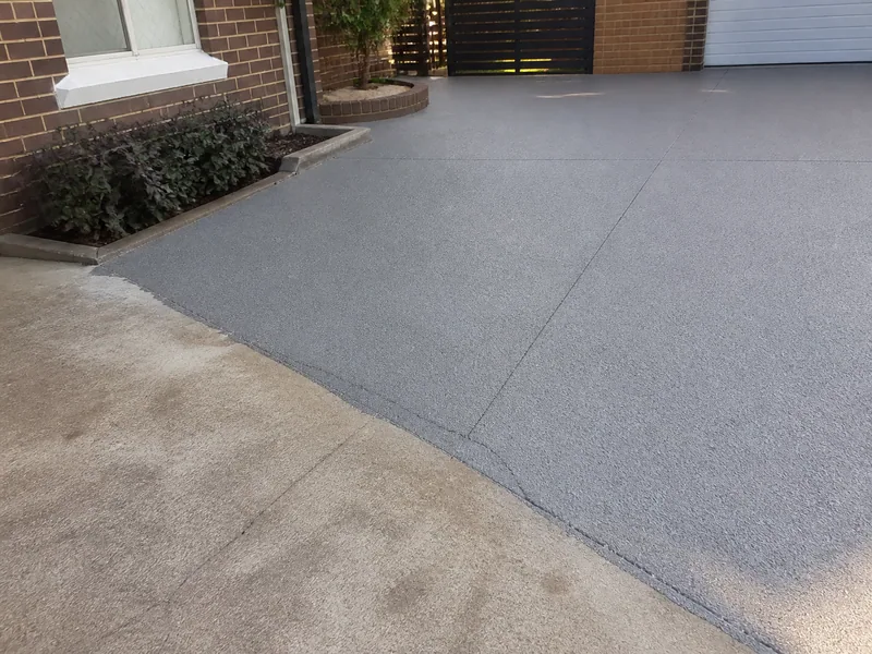 Resurfaced concrete overlay on an older driveway
